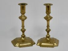 18TH CENTURY BRASS CANDLESTICKS