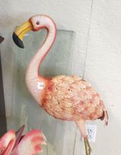 FOUR METAL "FLAMINGO" GARDEN SCULPTURES