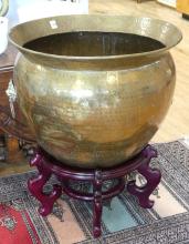 LARGE BRASS JARDINIERE ON STAND