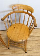 PAIR OF EARLY PINE CAPTAIN'S CHAIRS