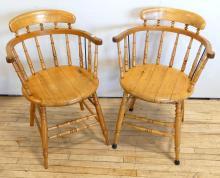 PAIR OF EARLY PINE CAPTAIN'S CHAIRS