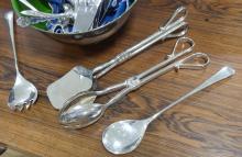 BOWL OF SILVER PLATE CUTLERY