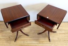 PAIR OF MAHOGANY LAMP TABLES