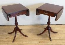 PAIR OF MAHOGANY LAMP TABLES