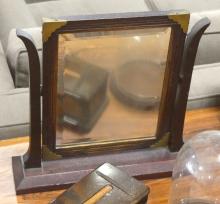 SHAVING MIRROR, GLASS DOME AND CIGARETTE BOX