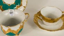 THREE ANTIQUE CUPS & SAUCERS