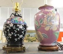 THREE CHINESE PORCELAIN TABLE LAMPS