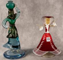 TWO MURANO GLASS "LADY" FIGURINES