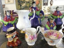 TEA SET, CHARACTER JUGS, ETC.