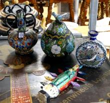 FIVE HAND-PAINTED MEXICAN ITEMS