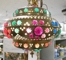 JEWELLED BRASS HANGING LAMP