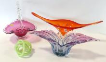 FOUR PIECES OF ART GLASS