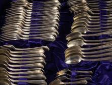 LARGE ANTIQUE SILVERPLATE FLATWARE SERVICE