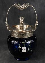 VICTORIAN COBALT GLASS BISCUIT BARREL