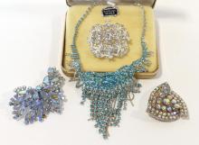 THREE BROOCHES AND NECKLACE