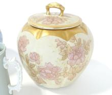 VASE, BISCUIT BARREL AND CREAMER