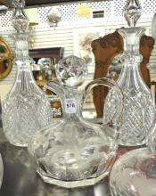 FIVE ANTIQUE DECANTERS