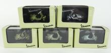 FIVE VESPA DIE-CAST MODELS AND MARBLES