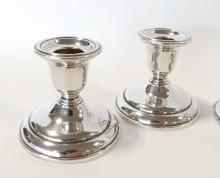 TWO PAIRS OF STERLING CANDLEHOLDERS