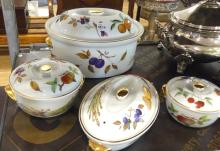 FOUR ROYAL WORCESTER "EVESHAM" CASSEROLE DISHES