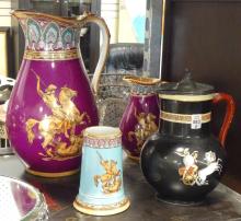 FOUR PIECES OF PRATT IRONSTONE POTTERY