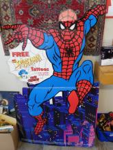 "SPIDER-MAN" DISPLAY AND BIN OF TOYS