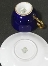 PAIR OF HAND-PAINTED AYNSLEY CUPS AND SAUCERS