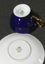 PAIR OF HAND-PAINTED AYNSLEY CUPS AND SAUCERS