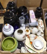 TWO BOX LOTS OF POTTERY AND CERAMICS