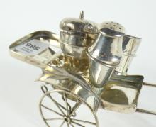 SILVER PLATE "RICKSHAW" CONDIMENT STAND