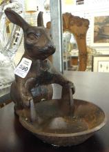 PAIR OF CAST IRON "RABBIT" FOOD DISHES