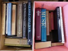 TWO BOXES OF "MUSIC" AND "ANTIQUE REFERENCE" BOOKS