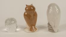 THREE OWL FIGURINES