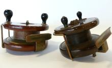 TWO VINTAGE WOODEN FISHING REELS