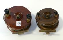 TWO VINTAGE WOODEN FISHING REELS