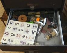 WATCHMAKER'S CABINET CONTAINING MINERAL COLLECTION