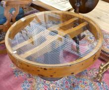 WOODEN "WHEEL" COFFEE TABLE