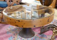 WOODEN "WHEEL" COFFEE TABLE