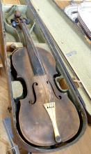 19TH CENTURY VIOLIN WITH CASE AND BOW