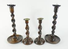 OAK BARLEY-TWIST CANDLESTICKS