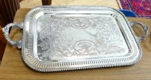 FOUR SILVER PLATE PLATTERS