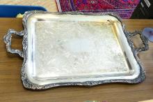 FOUR SILVER PLATE PLATTERS