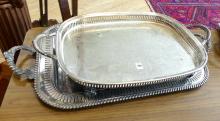 FOUR SILVER PLATE PLATTERS