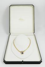 SAPPHIRE, DIAMOND & GOLD NECKLACE