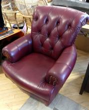 BURGUNDY LEATHER ARMCHAIR