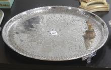 THREE SILVER PLATE PLATTERS