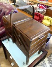 ACCORDION SEWING BOX WITH CONTENTS