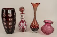 TWO VASES, CRUET AND JUG