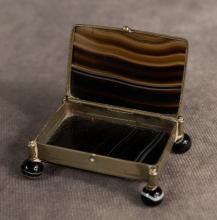 CANDLEHOLDER, CIGARETTE BOX AND SNUFF BOX