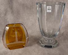 TWO CRYSTAL VASES